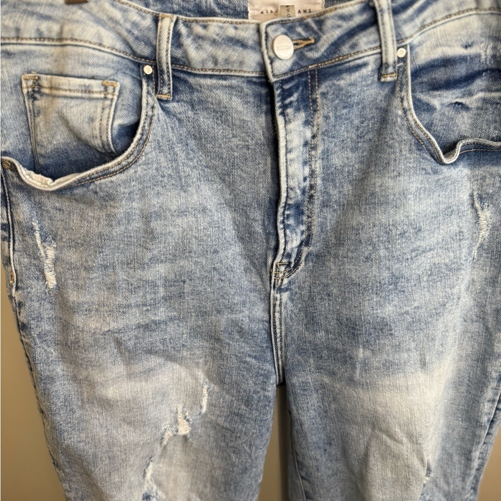Trendy Light Blue Distressed Women's Jeans - Picture 2 of 8